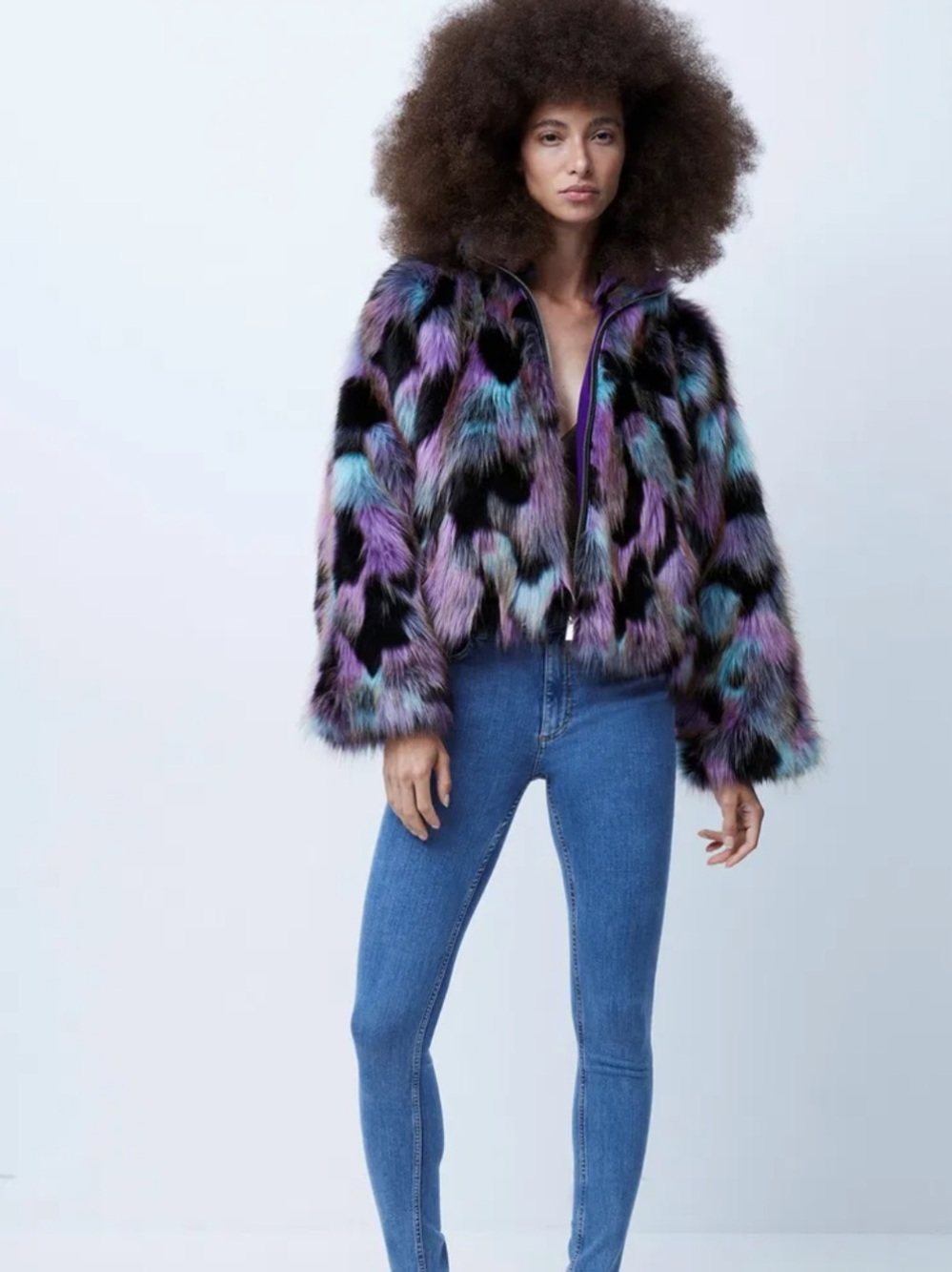 French Connection Ede faux fur bomber jacket - Picture 2 of 5